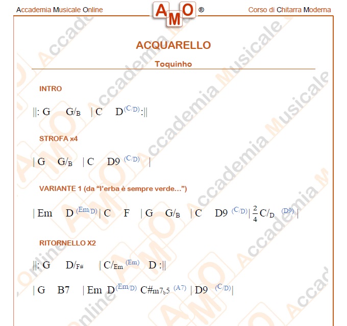 Toquinho Acquarello Accordi